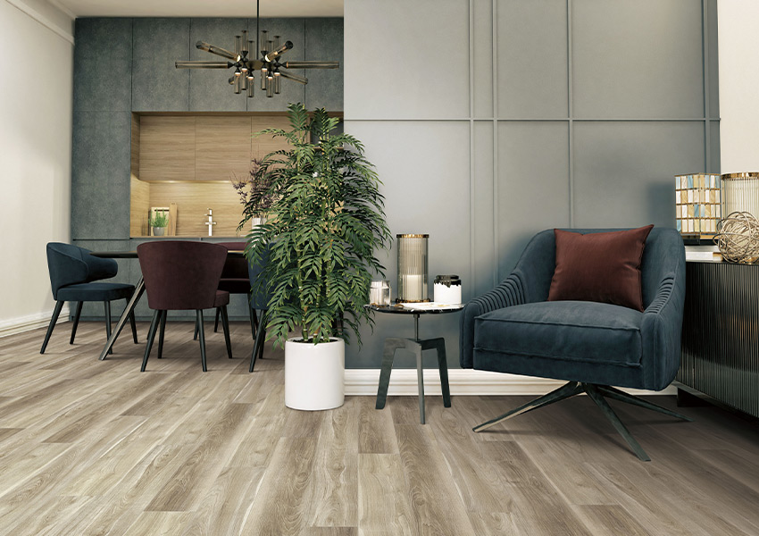 vinyl plank flooring in dining area