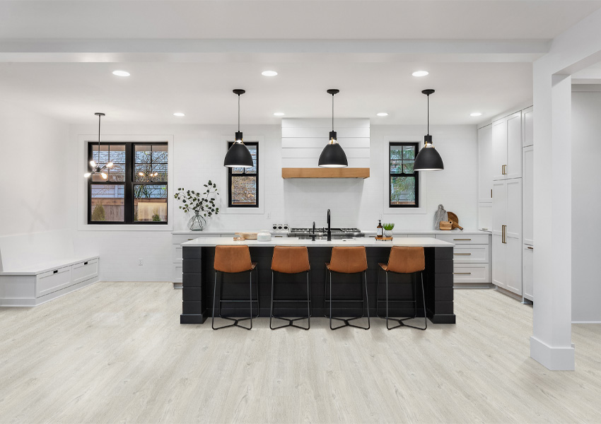 wood look laminate flooring in kitchen